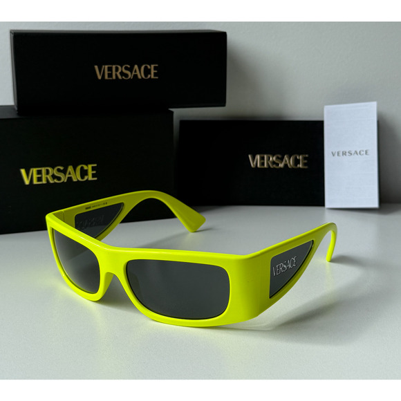 SALE! NEW Versace VE4482 Yellow Neon Shielded Sunglasses - Picture 3 of 6